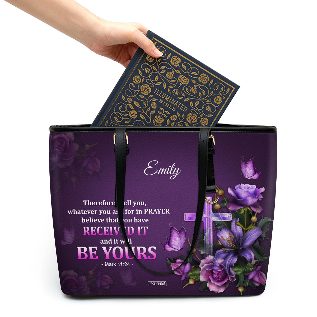 Beautiful Personalized Large Leather Tote Bag - Believe That You Have Received It NUH485