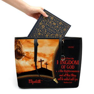 All These Things Will Be Added Unto You - Special Personalized Large Leather Tote Bag NUH486