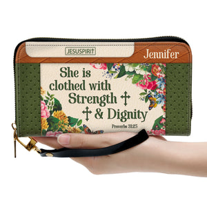 She Is Clothed With Strength And Dignity - Adorable Personalized Christian Clutch Purse NUHN307