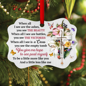 Pretty Floral Cross Aluminium Ornament - You Give Me Hope To See Past Myself HHN234