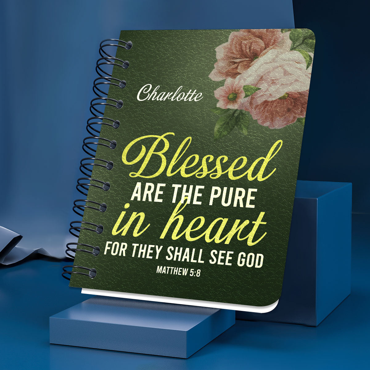 Jesuspirit | Personalized Spiral Journal | Matthew 5:8 | Inspirational Christ Gifts For Everyone | Blessed Are The Pure In Heart SJHN676