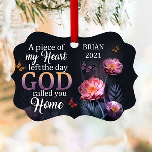 Jesuspirit Personalized Memorial Aluminium Ornament | The Day God Called You Home | Flower & Butterfly AOM1
