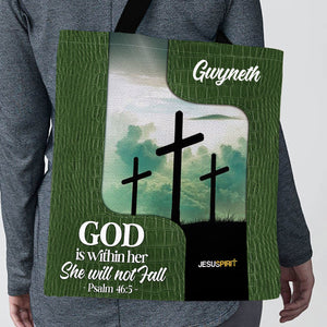 Jesuspirit | Psalm 46:5 | God Is Within Her, She Will Not Fall | Christ Spiritual Gifts For Religious Women | Personalized Tote Bag TBH784