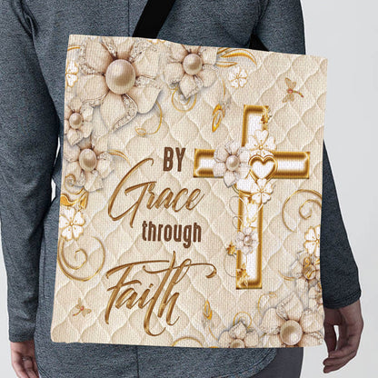 By Grace Through Faith - Beautiful Cross Tote Bag AM210