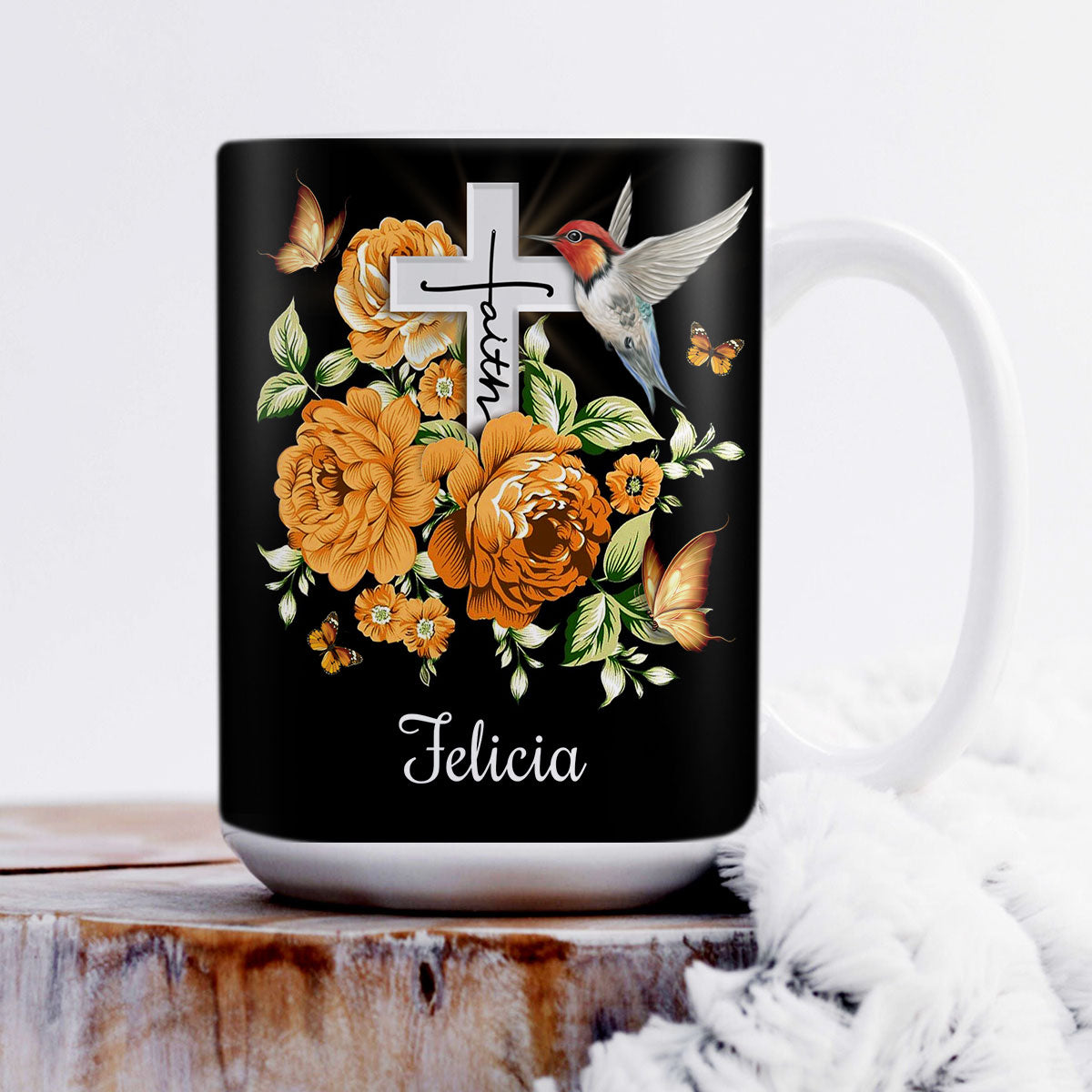 Awesome Personalized White Ceramic Mug - I Will Bless The Lord At All Times NUH430