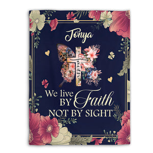 Jesuspirit Fleece Blanket | We Live By Faith, Not By Sight | Cross And Butterfly | 2 Corinthians 5:7 FBM647