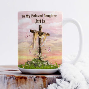 May This Gift Fill Your Heart With God’s Love Forever - Beautiful Cross White Ceramic Mug HIHN172