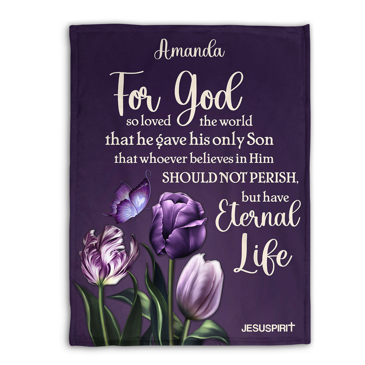 Jesuspirit Personalized Fleece Blanket | John 3:16 | For God So Loved The World | Spiritual Religious Gifts For Christian People FBHN26