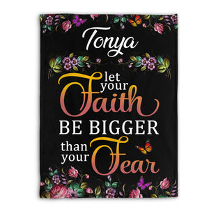 Jesuspirit | Hebrews 13:6 | Let Your Faith Be Bigger Than Your Fear | Fleece Blanket | Flower And Butterfly FBM642
