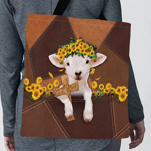 Cute Lamb And Cross Tote Bag NM140