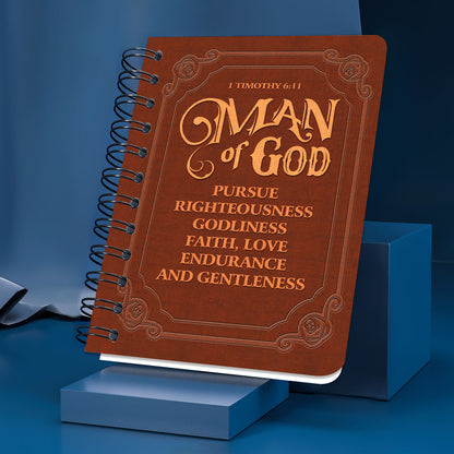 Jesuspirit | Beautiful Cross Spiral Journal | Man Of God | 1 Timothy 6:11 | Inspirational Gifts For Christian Men SJH719