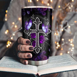 Jesuspirit | Cross Stainless Steel Tumbler 20oz | Gift For Pastors | Rose And Butterfly SSTH713