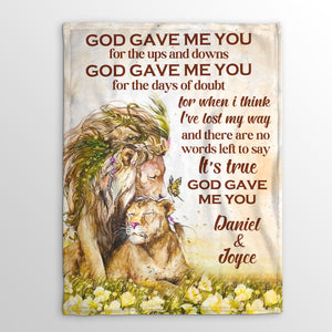 Jesuspirit | Personalized Lion Fleece Blanket | God Gave Me You | Must-Have Item For Couple FBH610