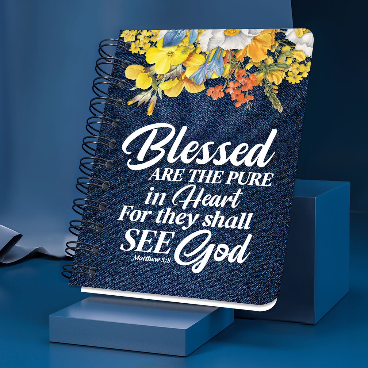 Jesuspirit | Matthew 5:8 | Religious Gift For Christian People | Blessed Are The Pure In Heart | Personalized Spiral Journal SJHN677