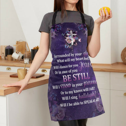 Jesuspirit | Surrounded By Your Glory | Apron With Neck Strap | Rose And Cross | Meaningful Gift For Christians HH175B