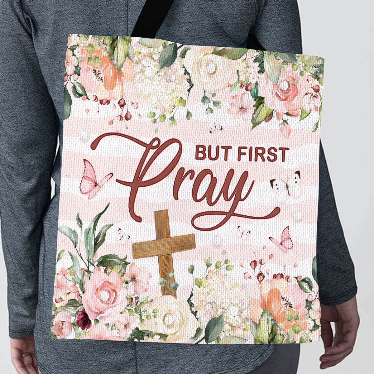 Pretty Flower Tote Bag - But First Pray AHN206