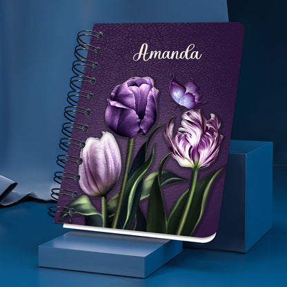 Beautiful Personalized Flower Spiral Journal - For God So Loved The World HN26