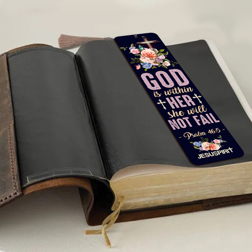 God Is Within Her, She Will Not Fall - Personalized Wooden Bookmarks BM30