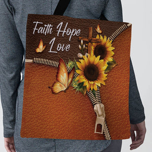 Faith Hope Love - Beautiful Sunflower Tote Bag NH127