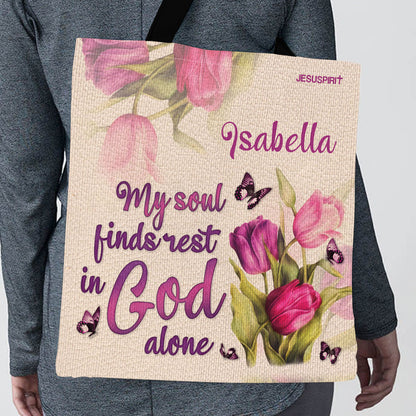 Jesuspirit | Gorgeous Personalized Tote Bag | Religious Gift For Christian Women | Tulip And Butterfly TBHN654