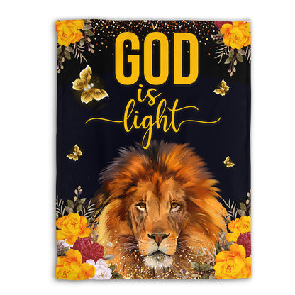 Jesuspirit | God Is Light | Lion And Roses | Faithful Gift For Christian People | Fleece Blanket FBM649