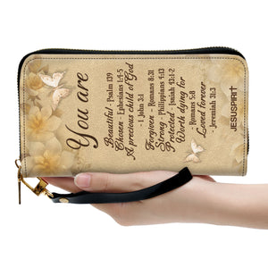 Jesuspirit | Personalized Zippered Leather Clutch Purse | A Precious Child Of God | Inspirational Gifts For Christian Women NUHN353B