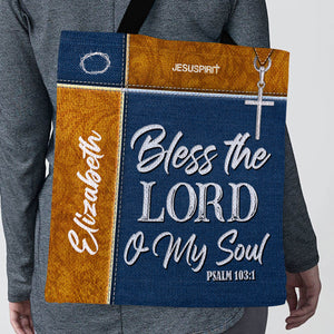 Jesuspirit Personalized Tote Bag | Psalm 103:1 | Bless The Lord O My Soul | Christian Gift Ideas For Religious Women TBHN675