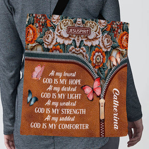 At My Darkest God Is My Light - Lovely Personalized Tote Bag AM282