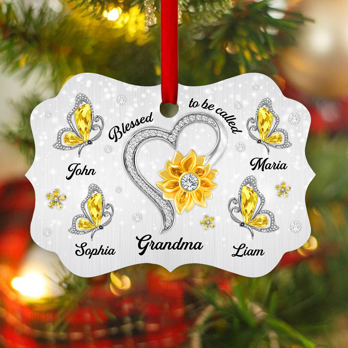 Personalized Gift For Grandchildren - Elegant Butterfly Aluminium Ornament HIHN166