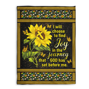 Jesuspirit | I Will Choose To Find Joy In The Journey | Sunflower And Cross | Stunning Fleece Blanket FBHN616