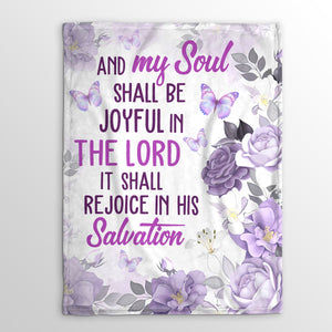 Jesuspirit Fleece Blanket | Flower And Butterfly | Psalm 35:9 | My Soul Shall Be Joyful In The Lord FBH620