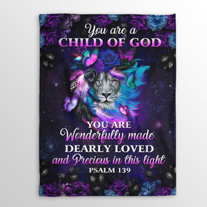 Jesuspirit | You Are A Child Of God | Psalm 139 | Fleece Blanket | Lion And Butterfly | Religious Gift For Christians FBH601