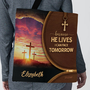 Unique Personalized Tote Bag - Because He Lives, I Can Face Tomorrow NUH267