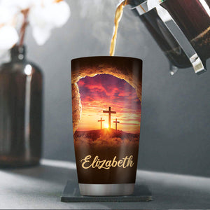 Unique Personalized Stainless Steel Tumbler 20oz - Because He Lives, I Can Face Tomorrow NUH267