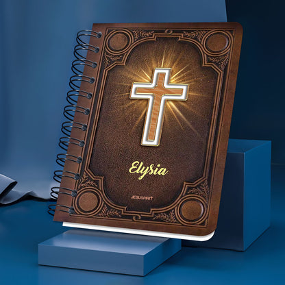 Jesuspirit | Personalized Shining Cross Spiral Journal | Philippians 4:19 | Religious Gifts For Christian People SJH723