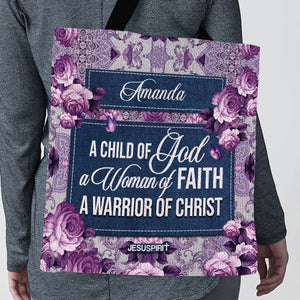 Jesuspirit | Roses And Butterfly | Religious Gift For Christian Woman | Personalized Tote Bag | A Child Of God TBM19
