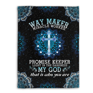 Jesuspirit | Gorgeous Fleece Blanket | Way Maker And Miracle Worker | Cross And Flower FBM638