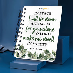 Jesuspirit Cross Spiral Journal | Psalm 4:8 | Spiritual Gifts For Christian Friends | Lord, Make Me Dwell In Safety SJHN649