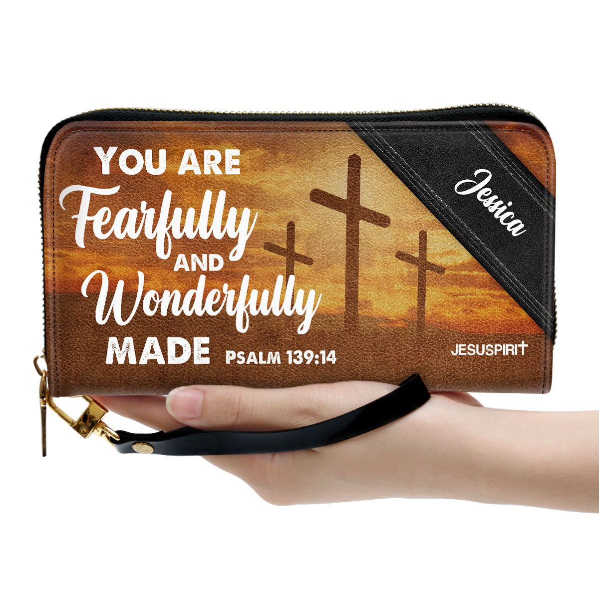 Jesuspirit | You Are Fearfully And Wonderfully Made | Psalm 139:14 | Personalized Cross Clutch Purse HN148