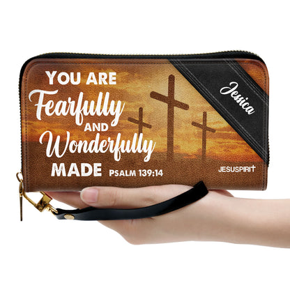 Jesuspirit | You Are Fearfully And Wonderfully Made | Psalm 139:14 | Personalized Cross Clutch Purse HN148