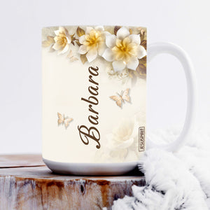Pretty Personalized Flower White Ceramic Mug - You Are Forgiven NUHN353