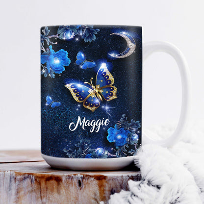 Beautiful Personalized Butterfly White Ceramic Mug - God Strengthens Me NA124