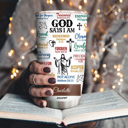 Jesuspirit | What God Says About You | Unique Scripture Gifts For Christian Friends | Personalized Christian Stainless Steel Tumbler 20oz SSTH742A
