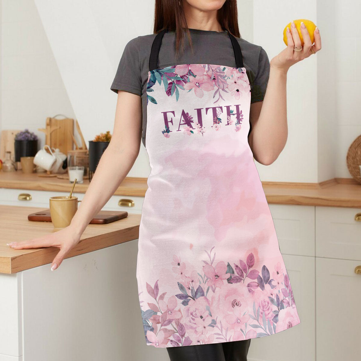 Jesuspirit | Faith | Useful Gift For Christian Women | Floral Apron With Neck Strap HN108