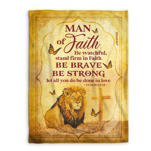 Jesuspirit | Man Of Faith | Lion And Cross | 1 Cor 16:13-14 | Special Fleece Blanket FBHN622