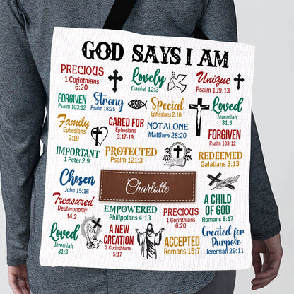 Jesuspirit | Christian Gifts For Religious Woman | What God Says About You | Meaningful Personalized Tote Bag TBH742