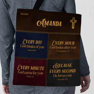 Jesuspirit Personalized Tote Bag | Spiritual Gifts For Woman Of God | Every Hour God Looks After You TBHN655