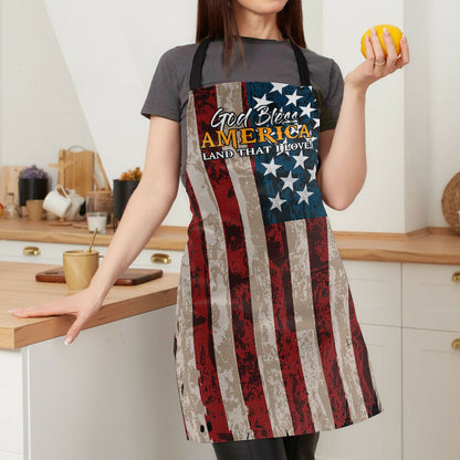 Jesuspirit | God Bless America | Inspirational Gift For Christians | Apron With Tie Back Closure HN115