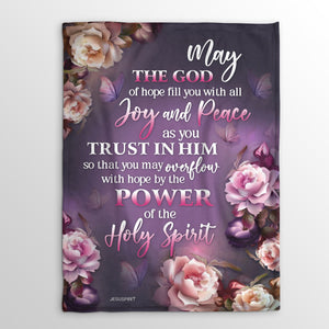 Jesuspirit | Flower And Butterfly | Fleece Blanket | God Of Hope Fill You With All Joy And Peace | Romans 15:13 FBH622