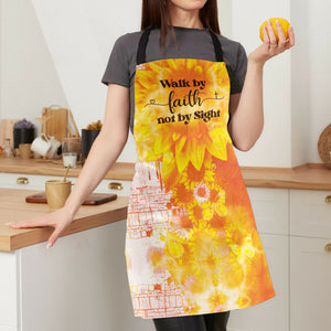 Jesuspirit | Walk By Faith Not By Sight | Religious Gift For Christian People | Sunflower Apron With Tie Back Closure HN120